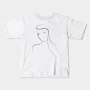 Woman Line Art Portrait - Minimal Mary Kids T-Shirt